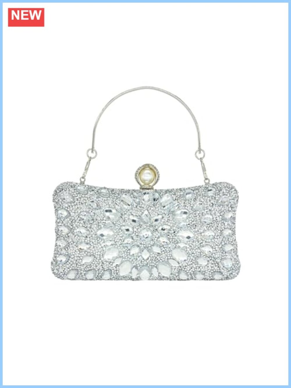 Rhinestone Clutch Purse Sparkly Evening Bag with Chain Strap for Women